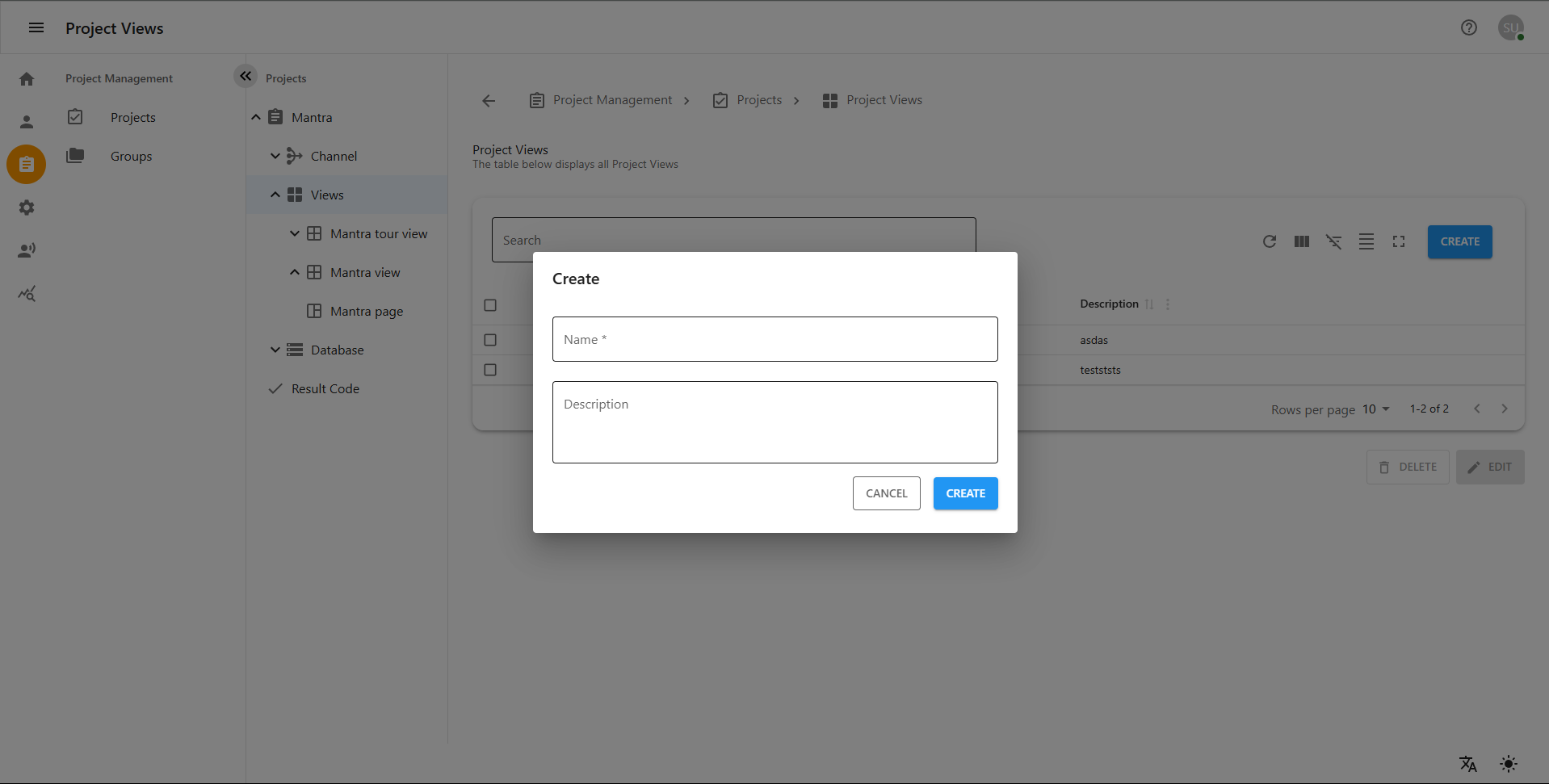 Create Project View