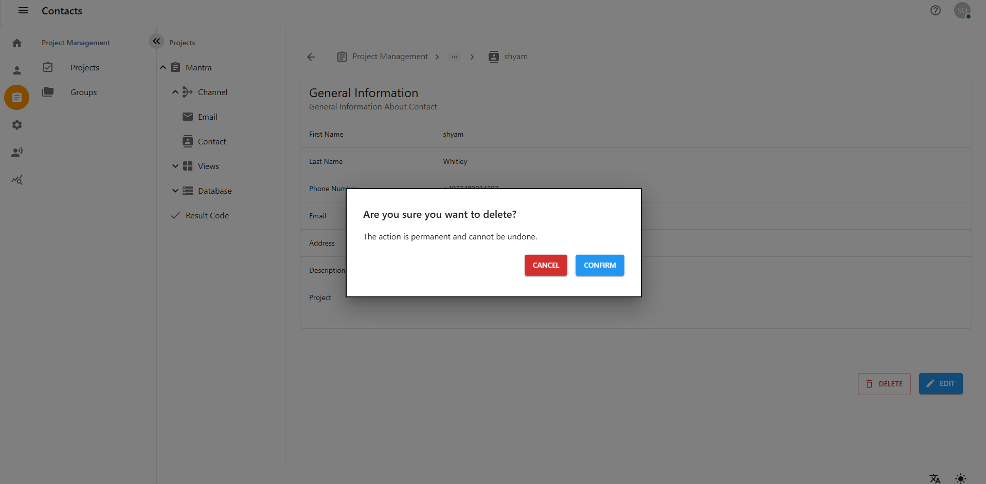 Contact Dashboard