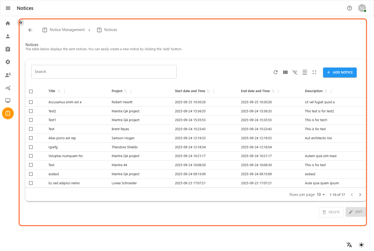 Notice Review Page