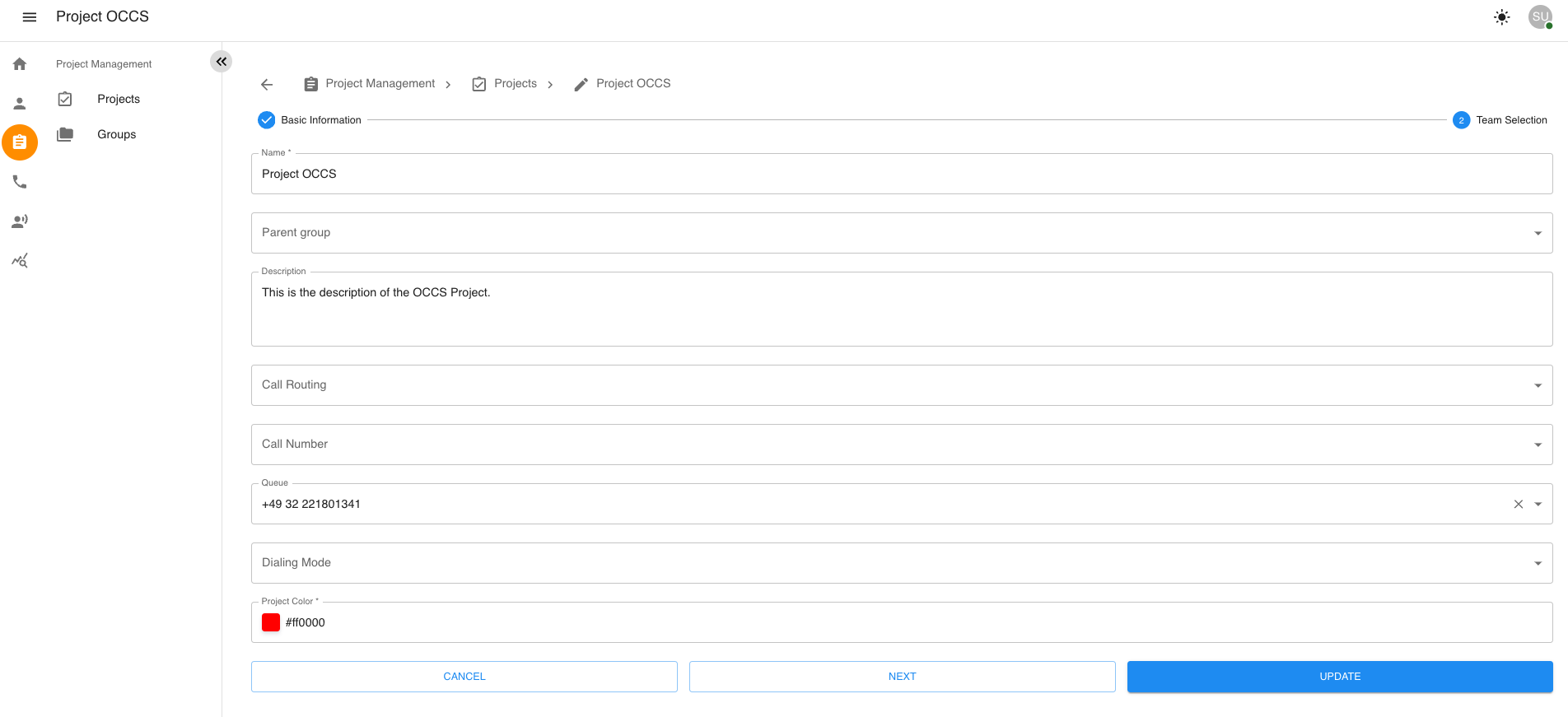 Project Management Page