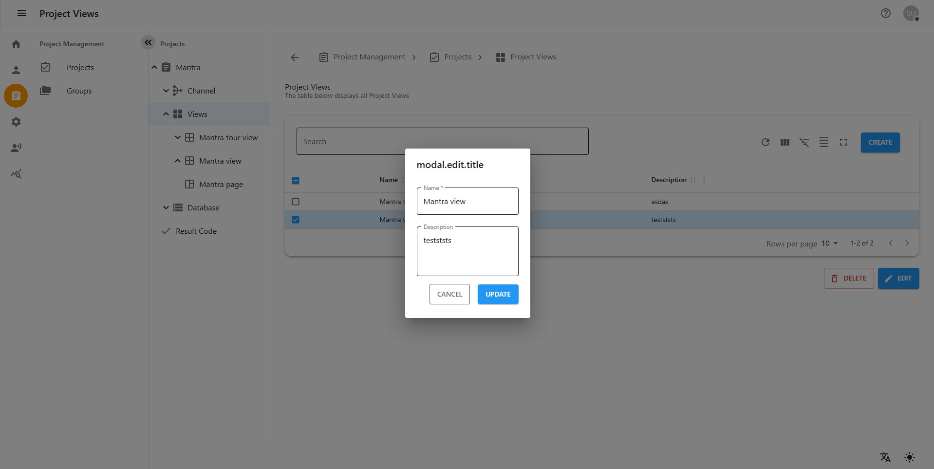 Update Project View